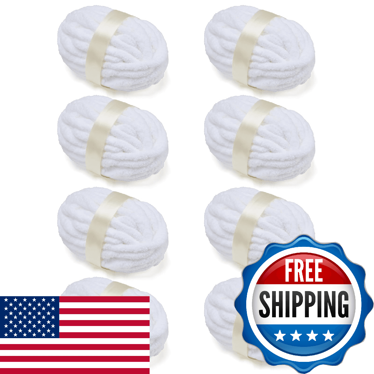 EILYEE Pure White Chunky Chenille Yarn for Crocheting - Durable Soft Yarn,Thick - Image 1