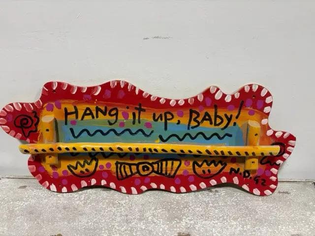 "Hang It Up Baby" Handpainted Wooden Rack - Image 1