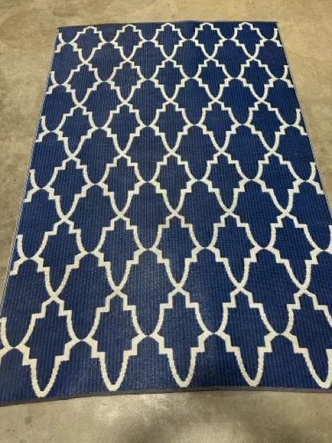 9 X 5 Blue And White Outdoor Rug - Image 1