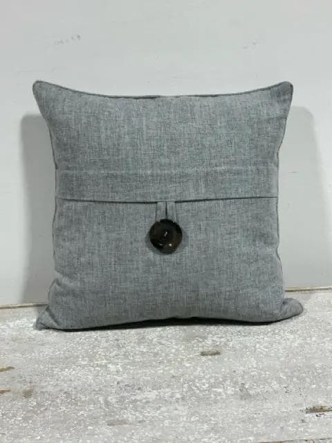 Grey Pillow with Large Brown Button - Image 1