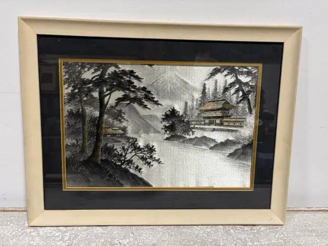 Vintage Korean Framed Silk Embroidery - Image 1