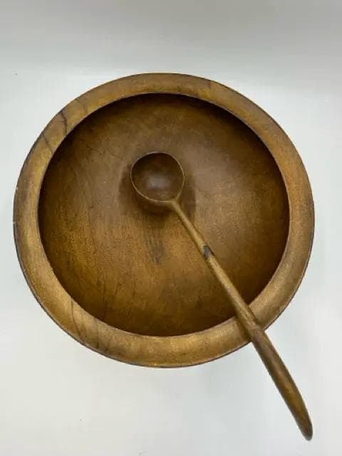 Wooden Bowl And Spoon - Image 1