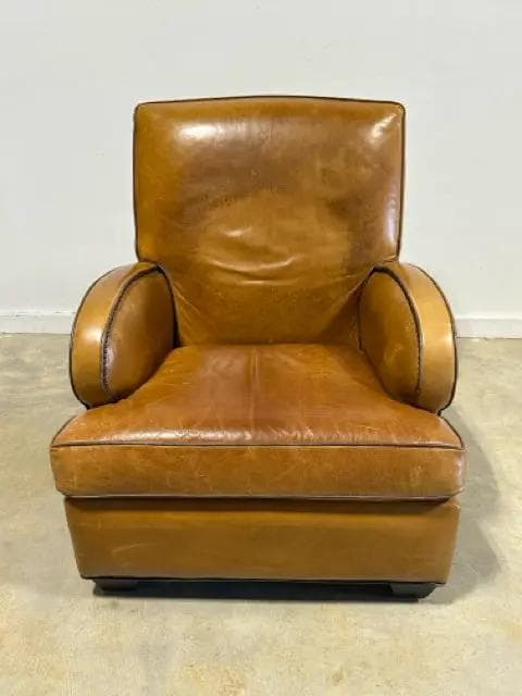 Honey Leather Arm Chair With Nailheads - Image 1