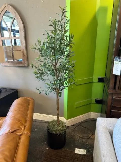 Faux Olive Tree in Black Pot - Image 1
