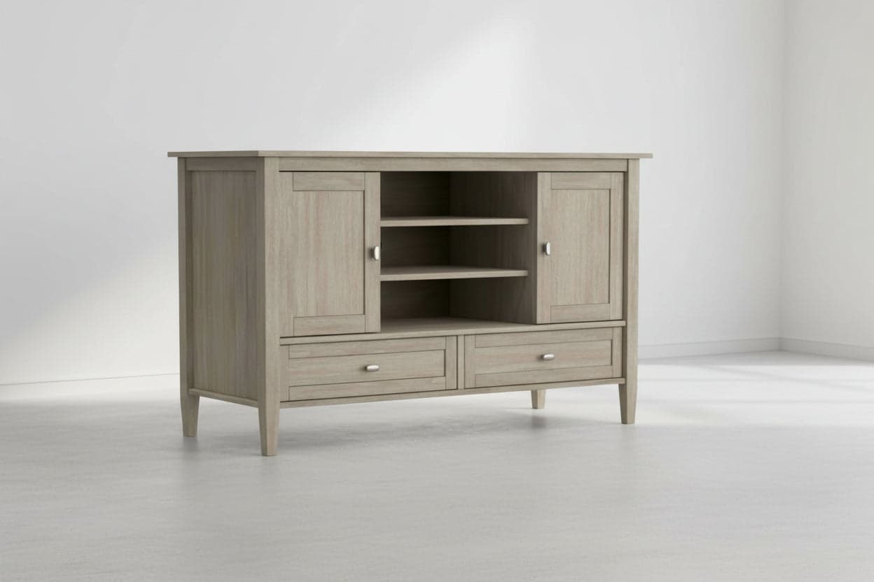 Solid Distressed Grey Wood 47" Shaker TV Media Stand for TVs up to 50" FFW258-596
