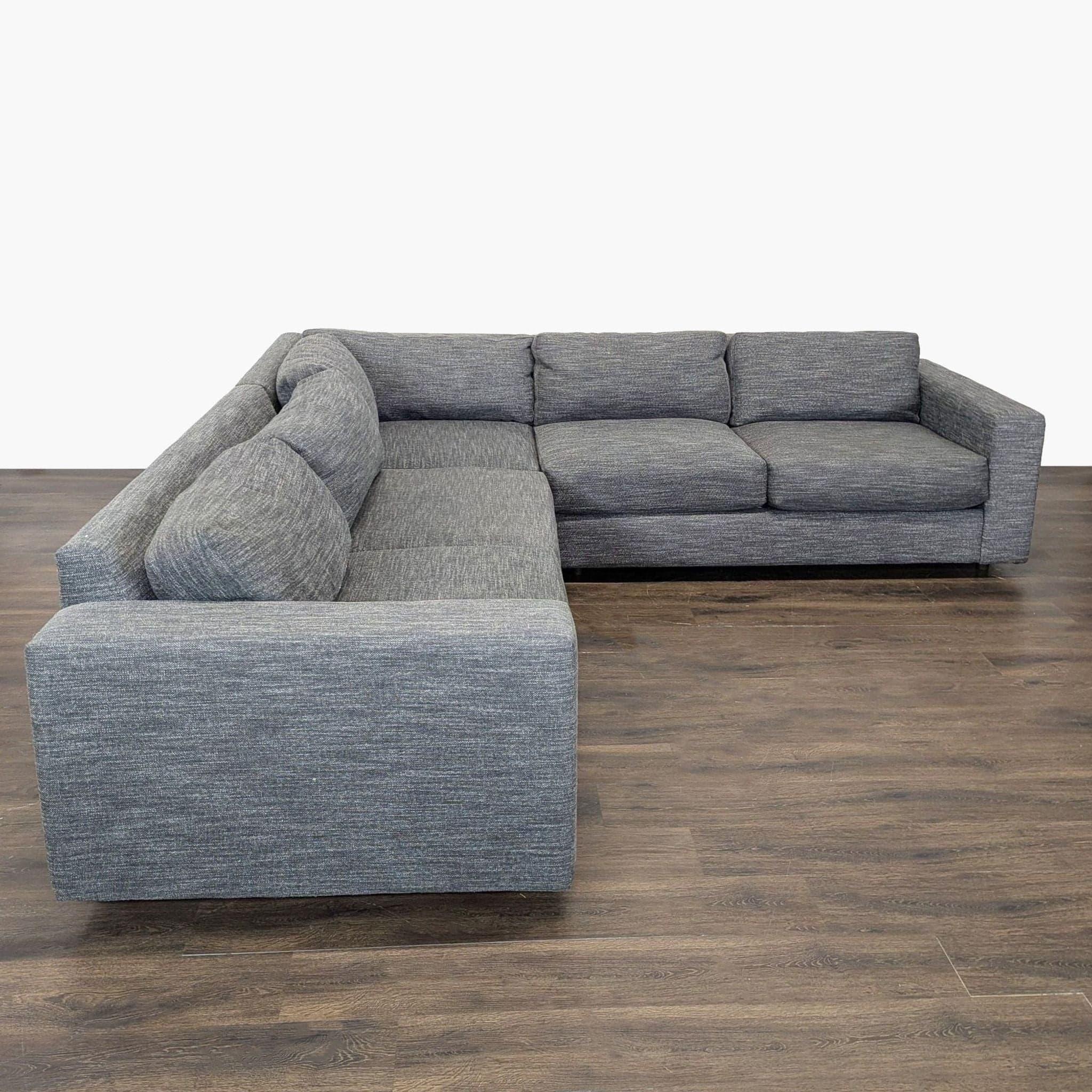 West Elm Urban Modern Gray Fabric Sectional Sofa - Spacious and Comfortable - Image 1