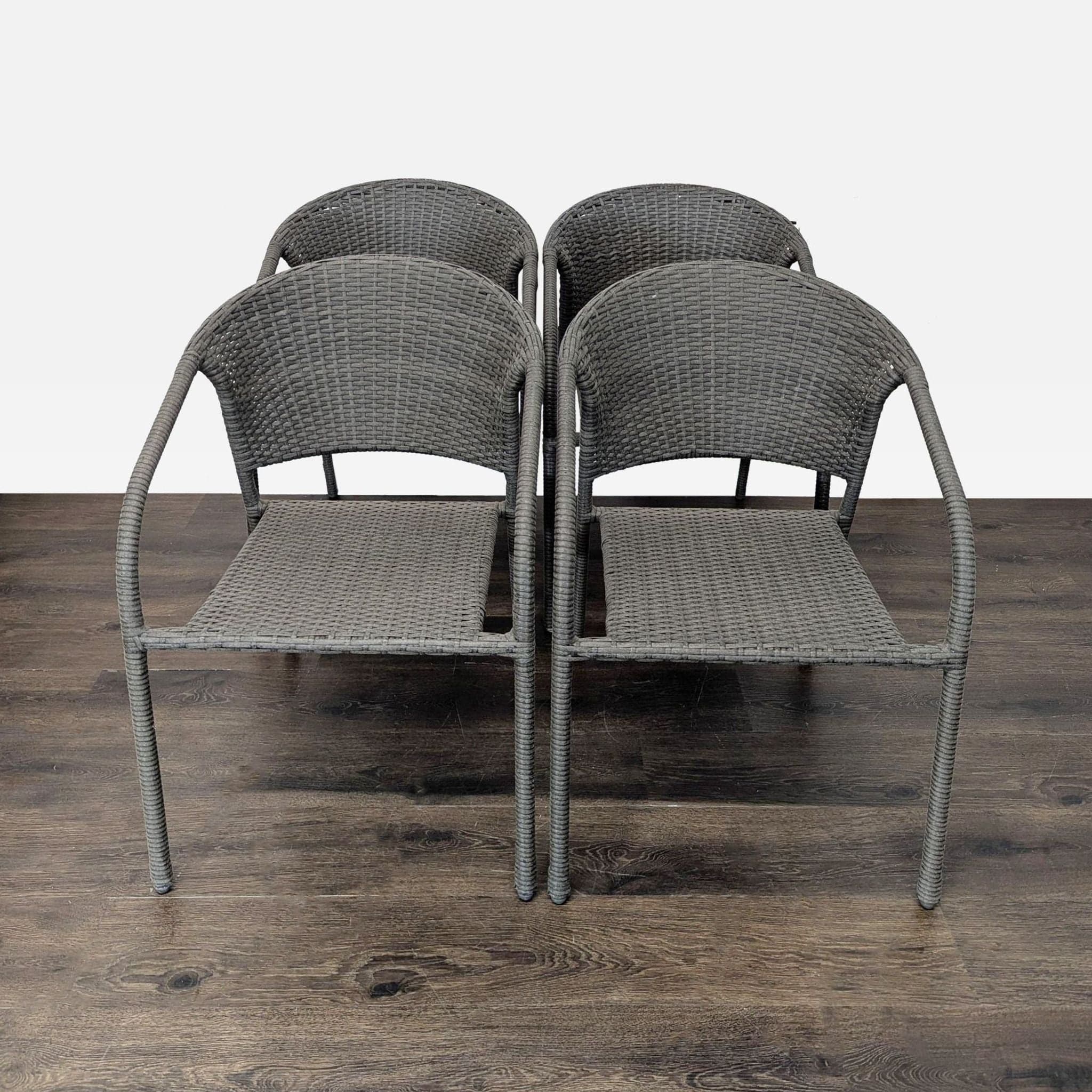 Set of 4 Woven Stackable Patio Chairs - Image 1