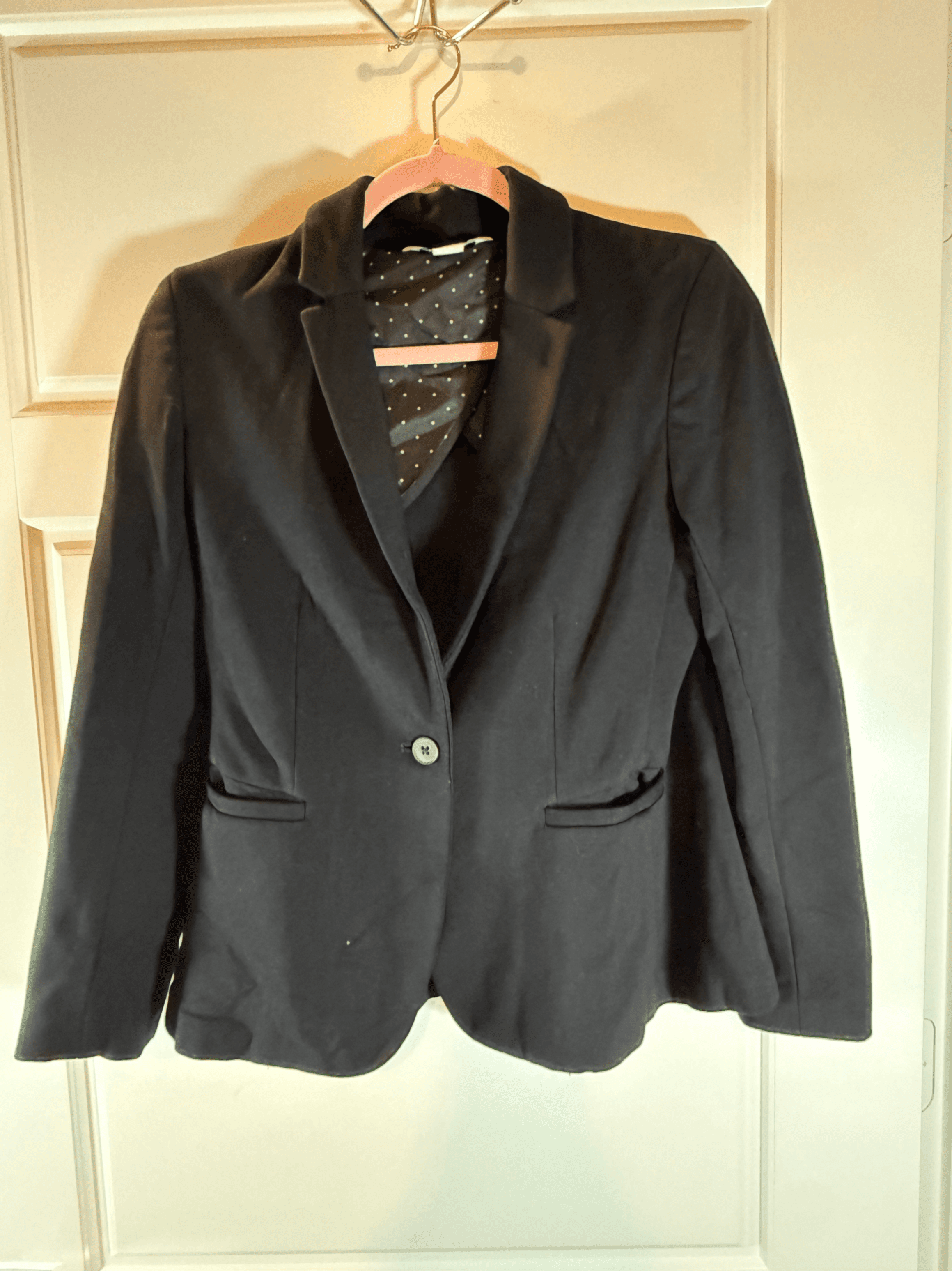 Black Blazer with Polka Dot Lining Size S - Image 1