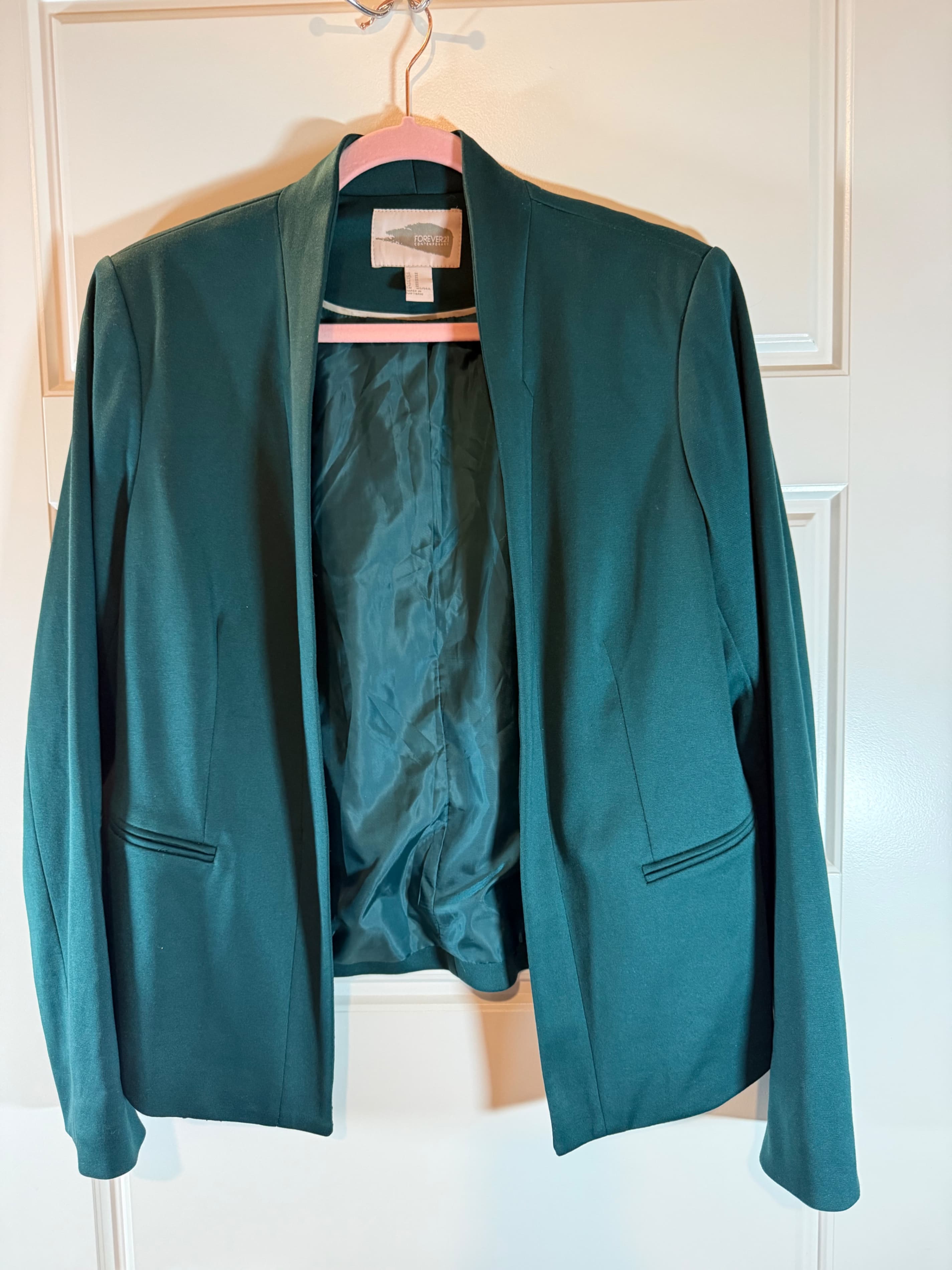 Forever 21 Women's Open Front Blazer Teal Size M - Image 1