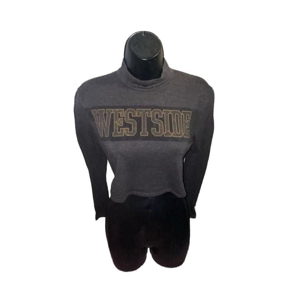 Workshop Westside Graphic Cropped Long Sleeve Mock Neck Top - Image 1