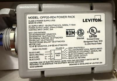 1PC Leviton OPP20-RD4 20A Power Pack for Occupancy Sensors - Image 1