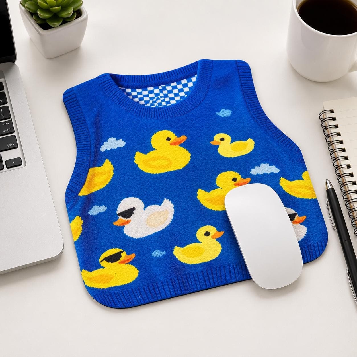 Cute Duck Sweater Mouse pad, Wireless Mouse Desktop Accessory, Non Slip Rubber Base Travel Mouse pad, Suitable for Desktop, Computer, Laptop - Image 1