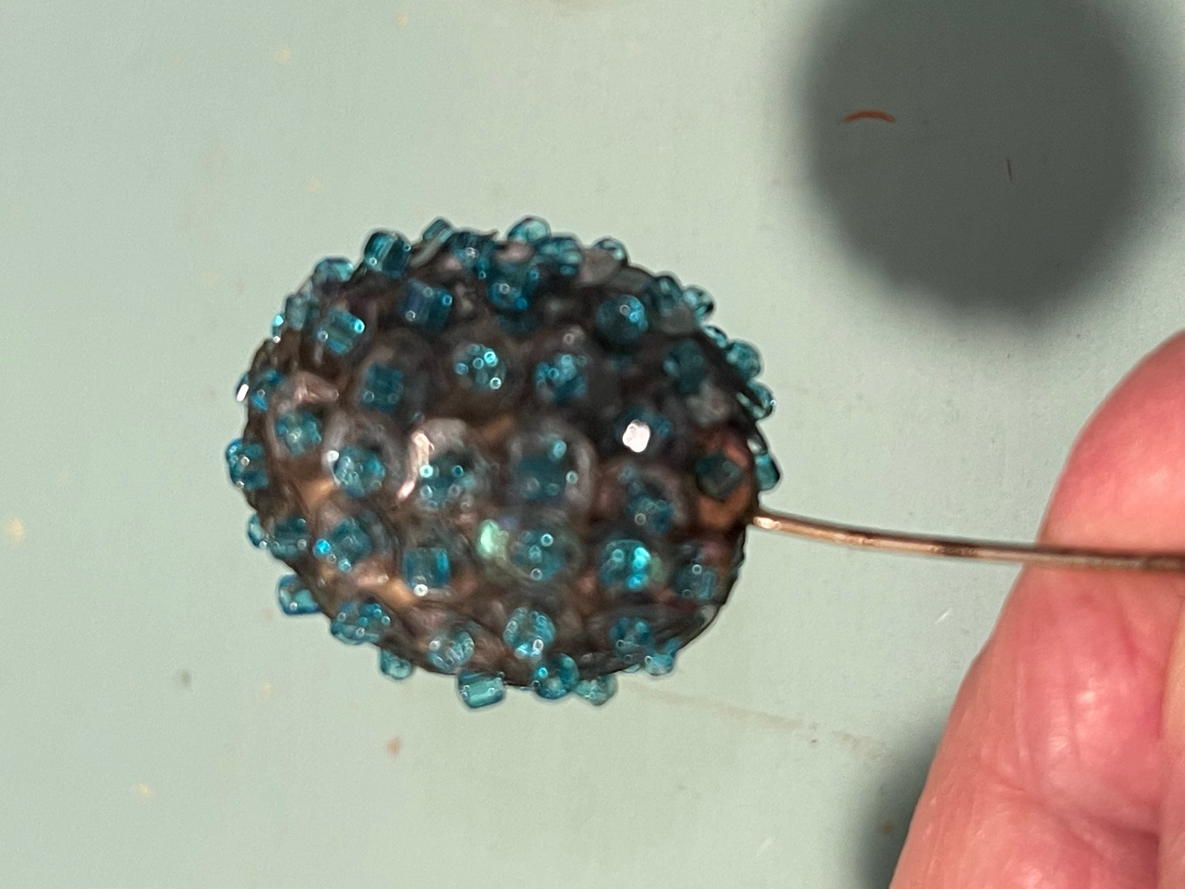 Vintage Turquoise Beaded Orb Hat/Lapel Pin - Image 1