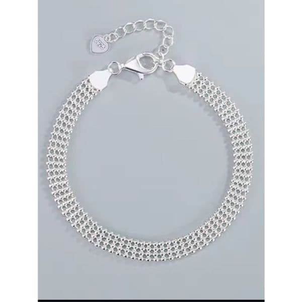 The 4 row silver beaded bracelet stamped 925 - Image 1