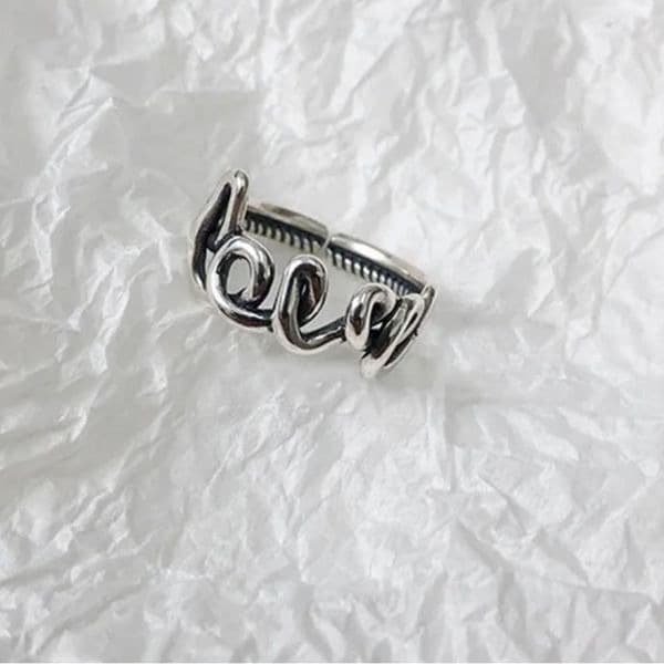 The Cursive Love Ring adjustable in 925 silver - Image 1