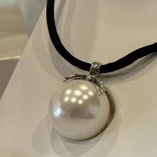 Vintage Misaki Pearl Pendant on satin string. - Image 1