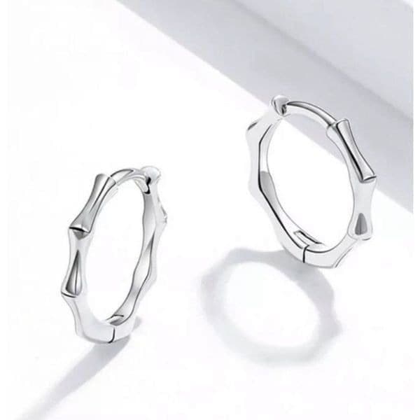 The Bamboo Bae 925 silver dainty huggie, hoop earrings - Image 1