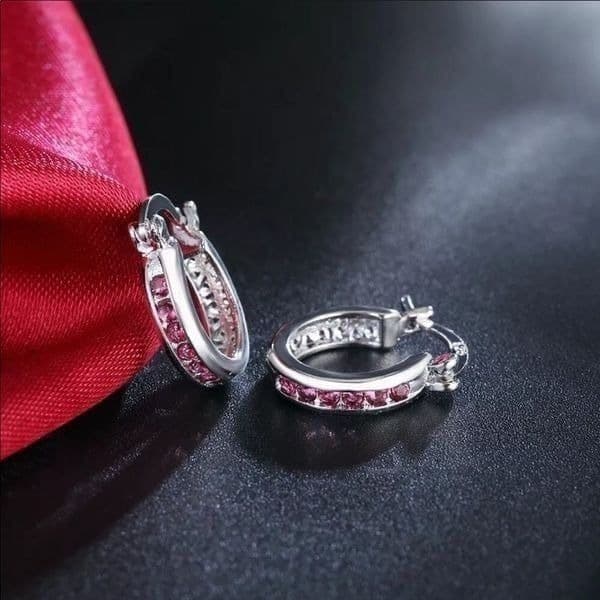The Prize earrings in red rose noble crystal zircon & sterling Silver - Image 1