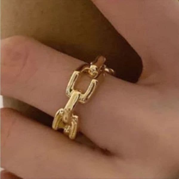 The 3D Geo Ring in 18k gold 925 adjustable links - Image 1