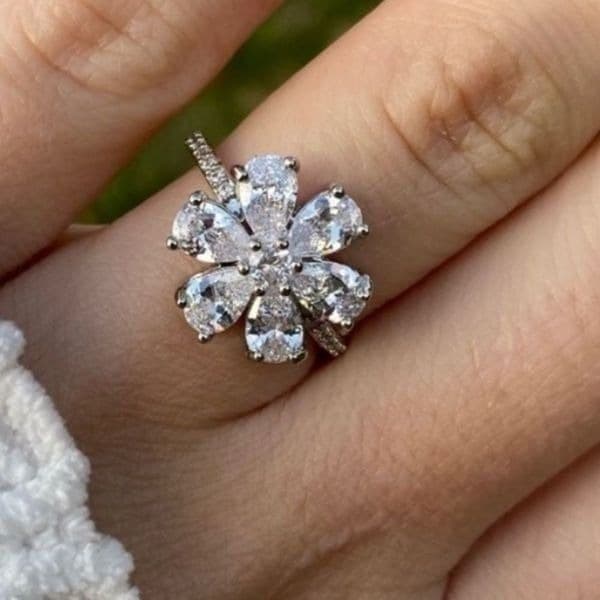 The Floral Mystique silver and white sapphire ring sz 7 - Image 1