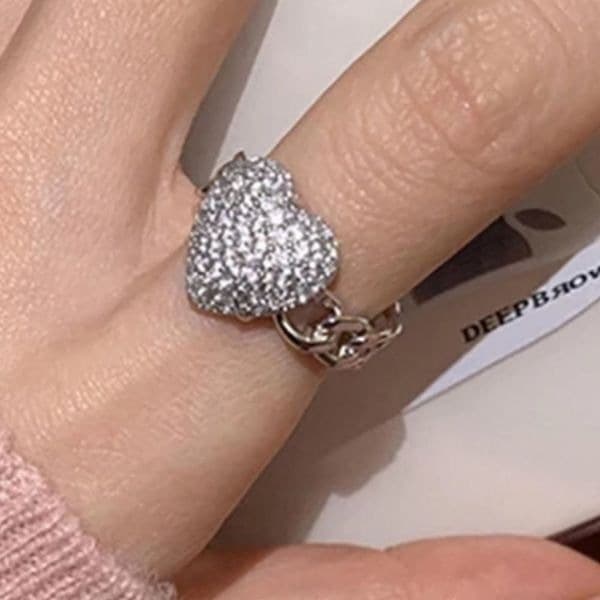 The Open Heart Ring adjustable link ring in 925 - Image 1