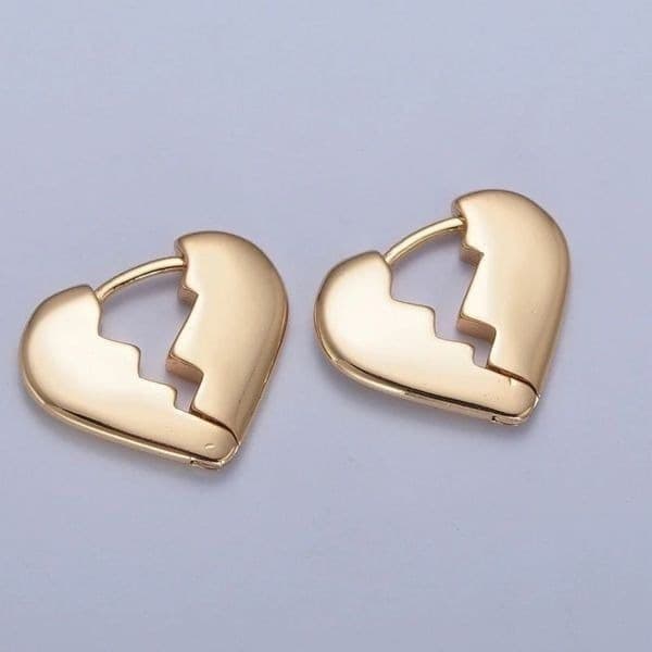 The Heart Chakra huggie earrings in 925 silver with yellow 14k plating - Image 1