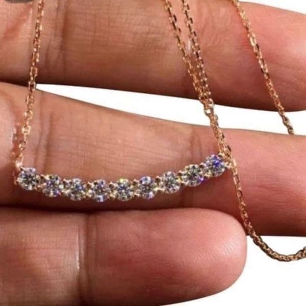 The Sweetest Rose Gold Plated white Sapphire Bar necklace - Image 1