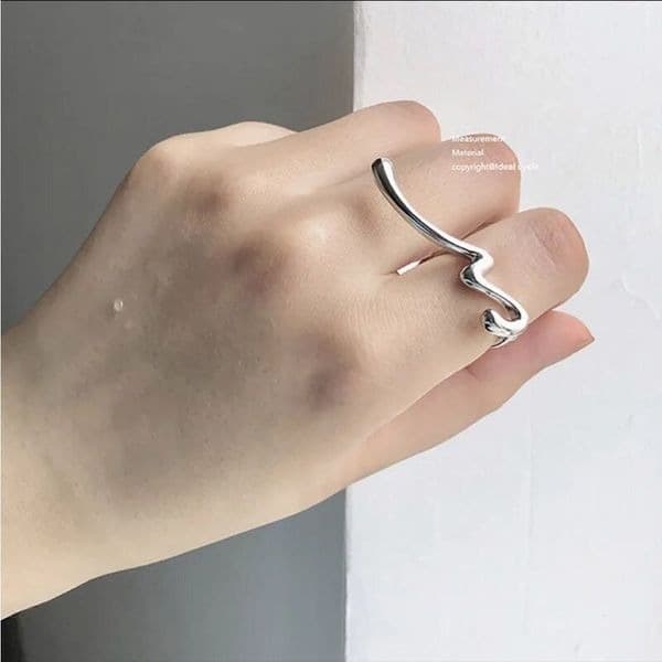 The Irregular Signature 2 finger Ring in Silver - Image 1