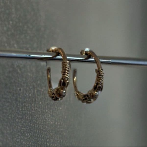 Vintage Silver 3/4 hoop earrings made in Mexico - Image 1