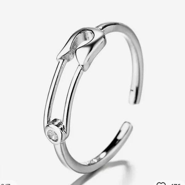 The Mini Safety Pin Ring with cubic zirconia - Image 1