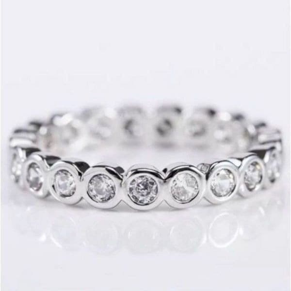 The Brilliant Bezel eternity band with zircon in Sterling Silver sz 8 - Image 1