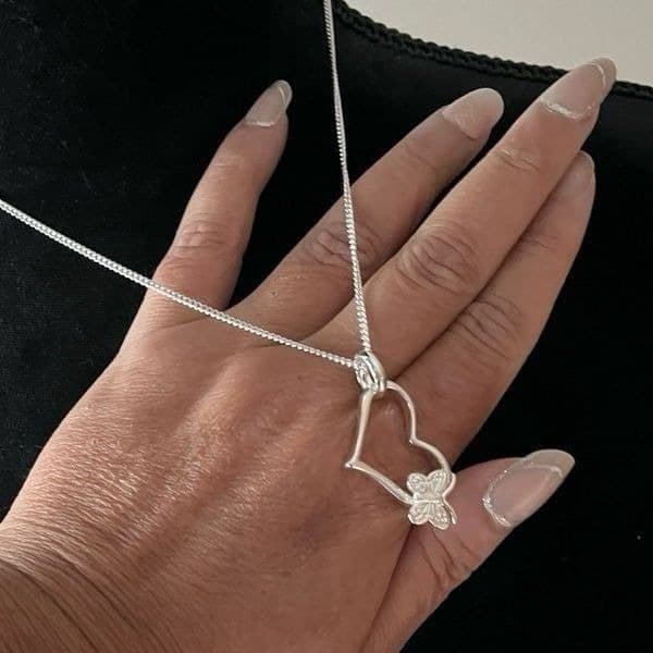 The Butterfly Heart Pendant Necklace in 925 silver - Image 1