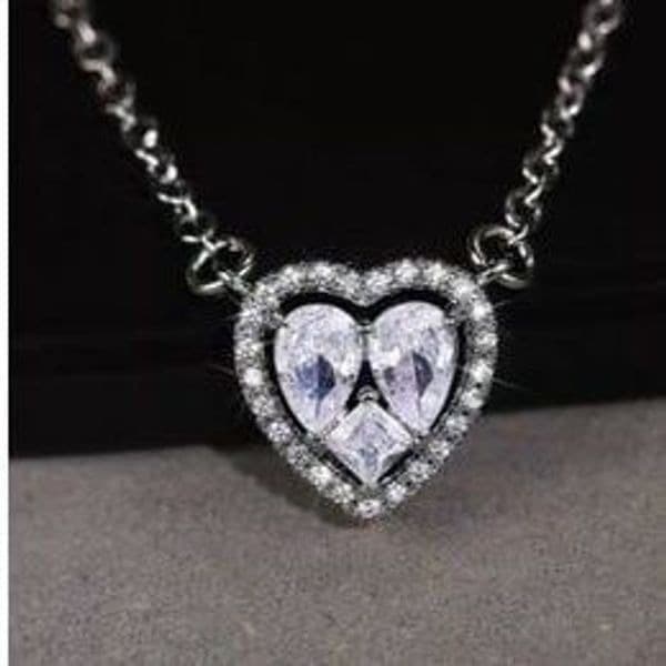 The Loving Heart Pendant Cubic Zirconia & 925 Silver Necklace - Image 1