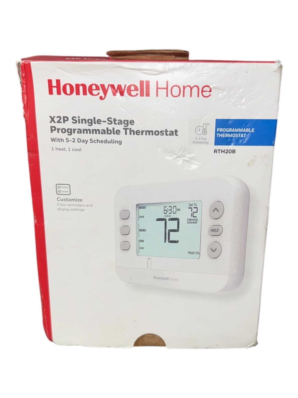 Honeywell Home RTH20B X2P Single-Stage Programmable Thermostat 5-2 Day Schedule - Image 1