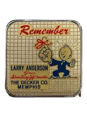 Vintage Advertising Tape Measure Mr. Bingle Decker Co Memphis Metal Case - Image 1