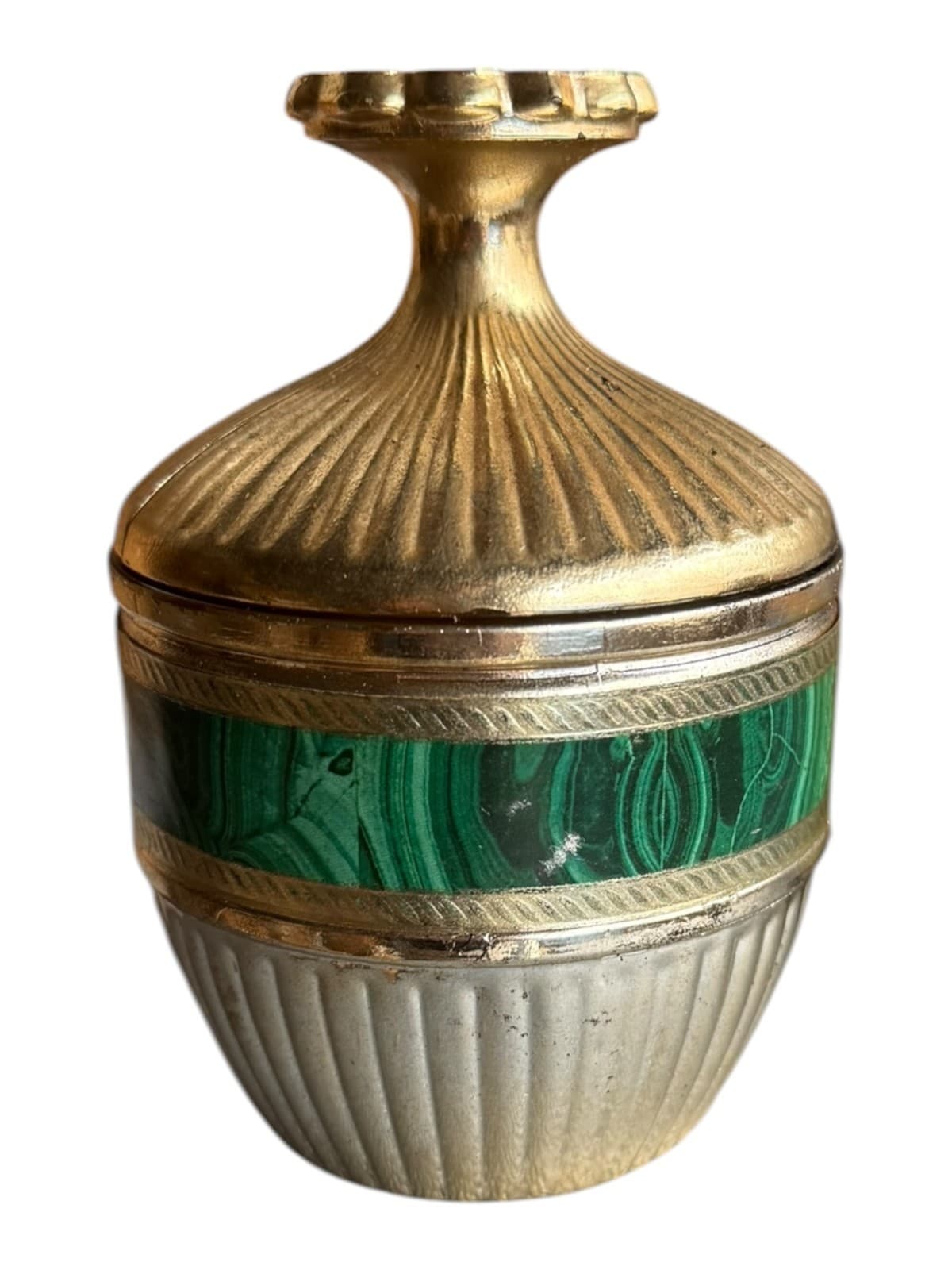 Vintage Rare Avon Regence Candle Container Gold Green with Lid - Image 1