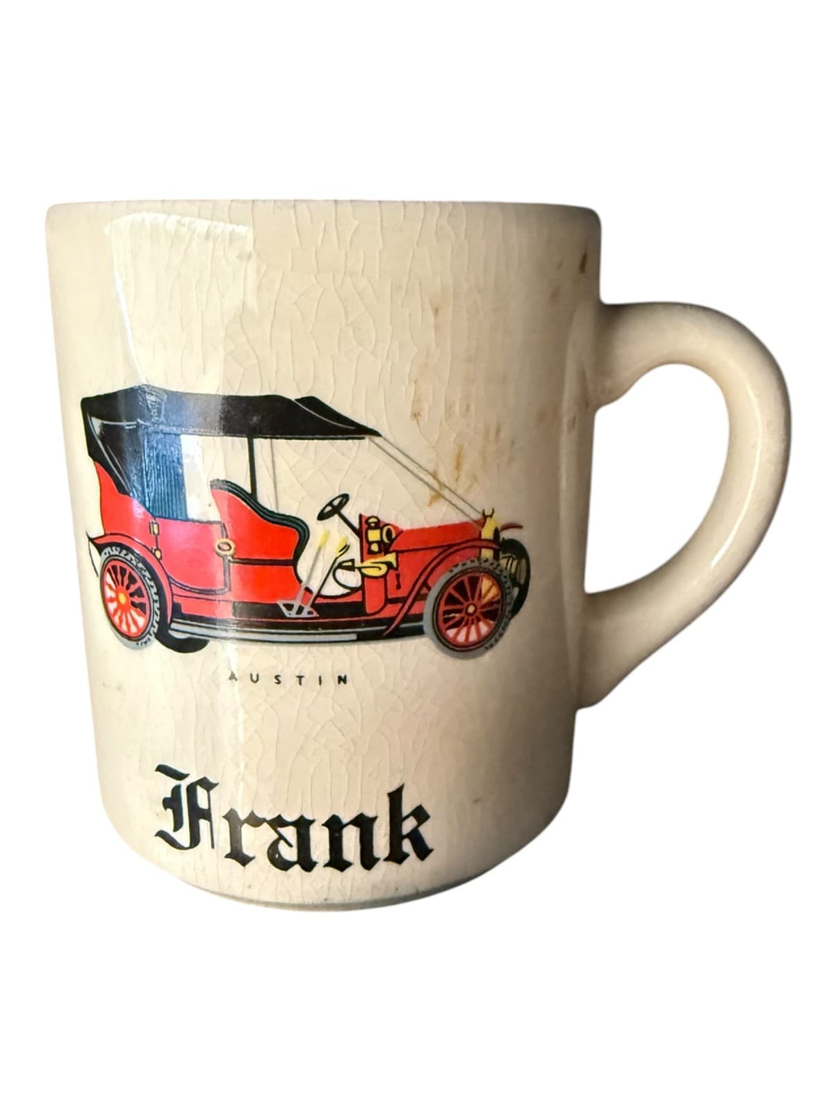 Vintage Austin Personalized Frank Name Motor Car Ceramic Coffee Mug White - Image 1