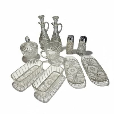 Vintage Star of David Cut Crystal Set 10pc - Image 1
