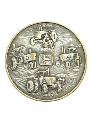 Vintage 1982 John Deere Tractors Maco Bronze, .999 Silver Plated Belt Buckle - Image 1