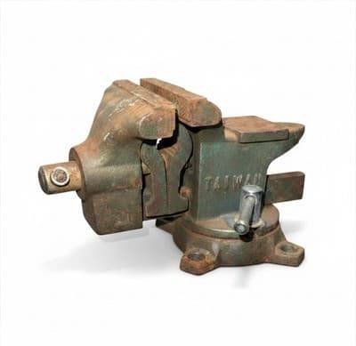 Vintage Taiwan Bench Vise Swivel Base Anvil Pipe Jaws Heavy Cast Iron - Image 1
