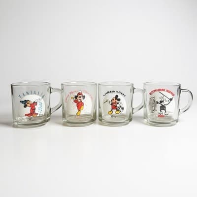 Disney Anchor Hocking Mickey Mouse Glass Mugs Set Of 4 Vintage Fantasia - Image 1