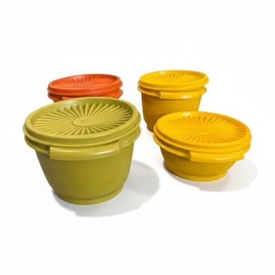 Vintage Tupperware Servalier Nesting Bowls Set Harvest Colors - Image 1