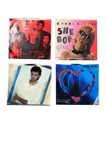 Lot Of Four (4) 45rpm Records Petty, Lauper, Springfield, The Police - Image 1