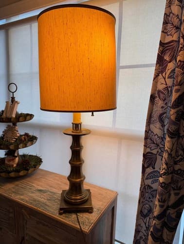 1940s Stiffel Bamboo Brass Table Lamp - Works - Image 1