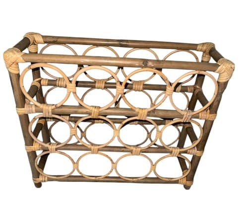 Vintage Wicker Wine Rack 12 Bottle 20in x 17in - Image 1
