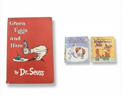 Dr Seuss Green Eggs & Ham + 2 Little Golden Books Lot Vintage Kids - Image 1