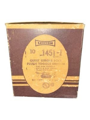 Case/10 Vintage Leviton 1451-I Ivory Single Pole Toggle Switch 15A 120V NOS - Image 1