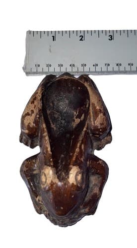 Hand-Carved Wooden Frog Figurine Small Tribal Folk Art Decor - Image 1