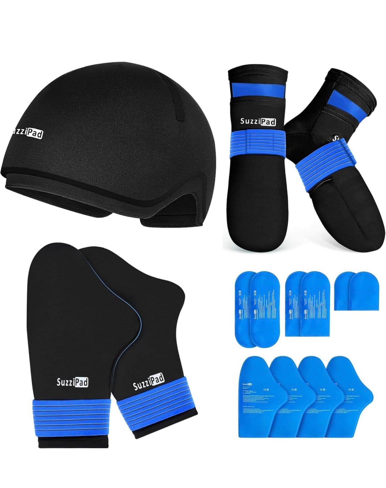 SuzziPad Cold Therapy Helmet and Mittens Set Large - Image 1