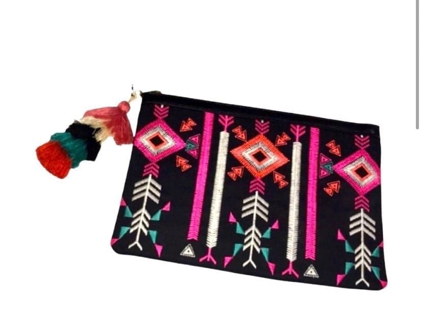 NWT Mali + Lili Vegan Leather Embroidered w/ Tassel Clutch - Image 1